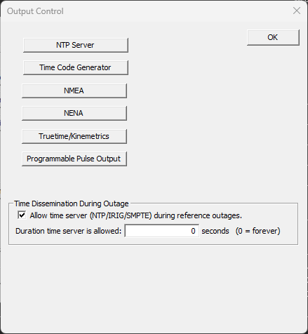 Output Control – Allow time server during reference outages