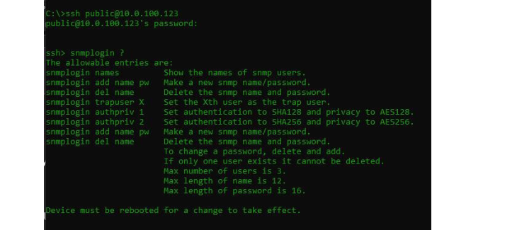 Example SNMP query output in a command window